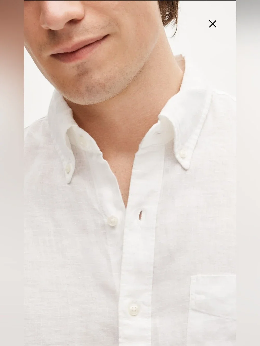 J. Crew Slim White 100% linen Short-Sleeve Button-Down Shirt. Size L
